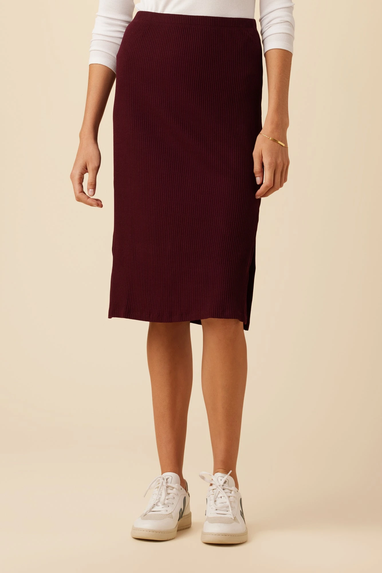 Vindy Paris Rib Skirt - Plum Ora Stripe 3 Vindy Paris Rib Skirt - Plum Ora Stripe - Image 3