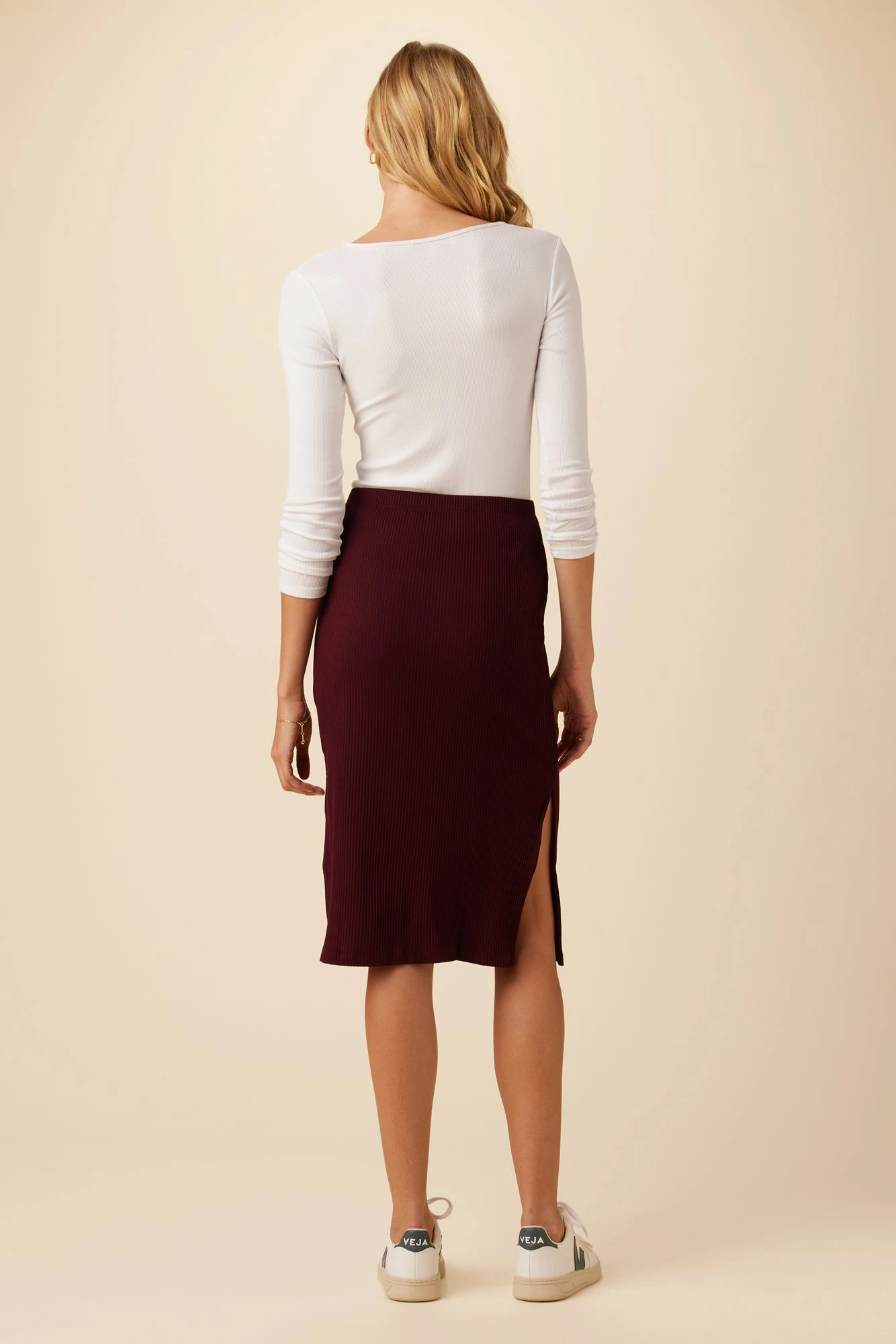 Vindy Paris Rib Skirt - Plum Ora Stripe 2 Vindy Paris Rib Skirt - Plum Ora Stripe - Image 2