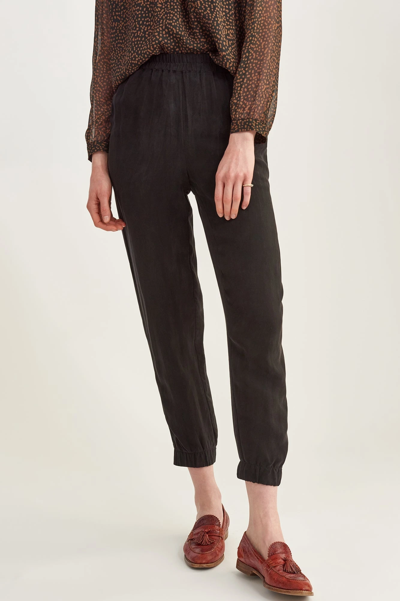 Henri Cupro Joggers - Black 2 Henri Cupro Joggers - Black - Image 2