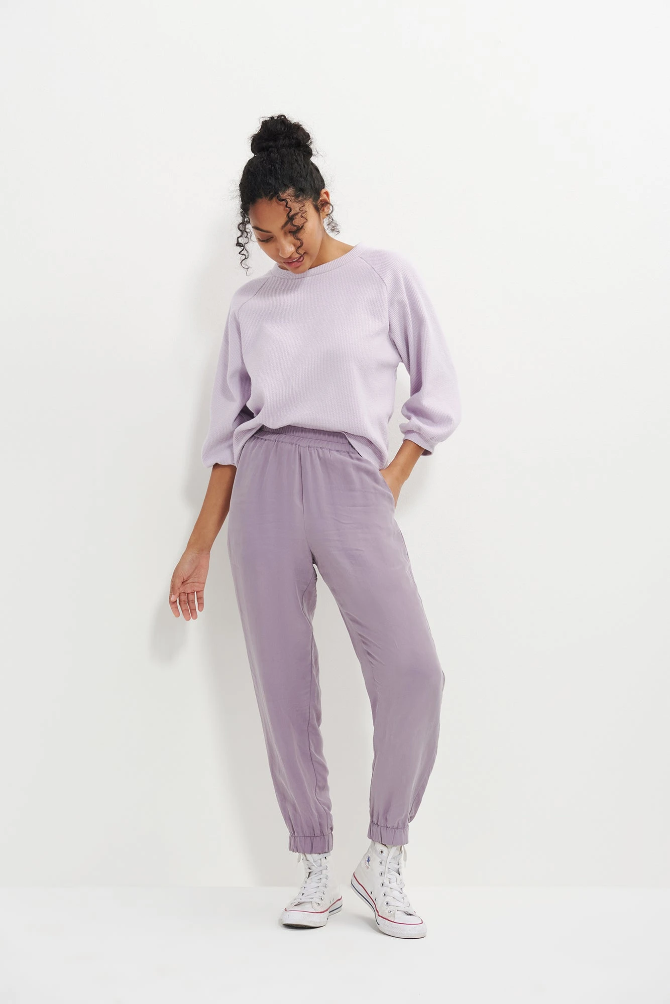 Henri Cupro Joggers - Lilac 1 Henri Cupro Joggers - Lilac