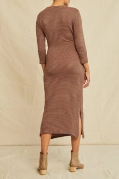 Colombe Scallop Knit Dress - Azure Umber Stripe -Women Clothing Sales 0120 34 Sleeve Colombe Scallop Umber Azure 3117 web 693d5b41 1394 4220 92a6 6c000a48cb7c