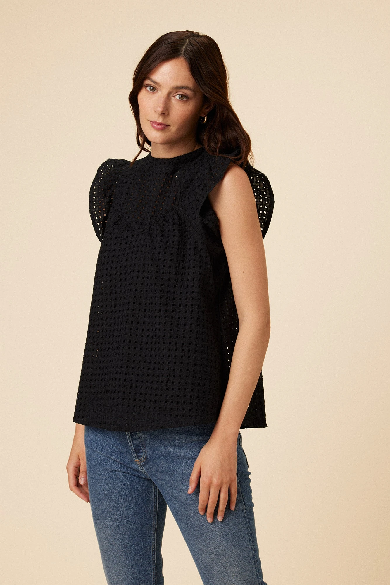 Katia Cotton Eyelet Blouse - Black 1 Katia Cotton Eyelet Blouse - Black