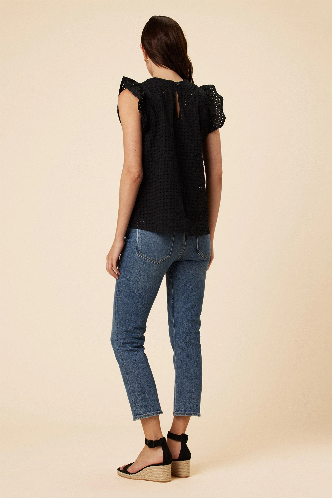 Katia Cotton Eyelet Blouse - Black 3 Katia Cotton Eyelet Blouse - Black - Image 3