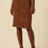 Vindy Reverie Knit Skirt - Almond Leopard Print
