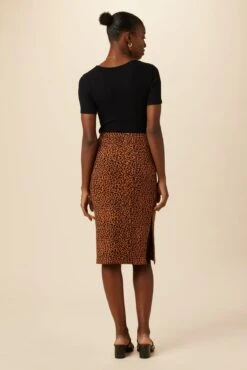 Vindy Reverie Knit Skirt - Almond Leopard Print -Women Clothing Sales 0220 Vindy Almond Leopard 3