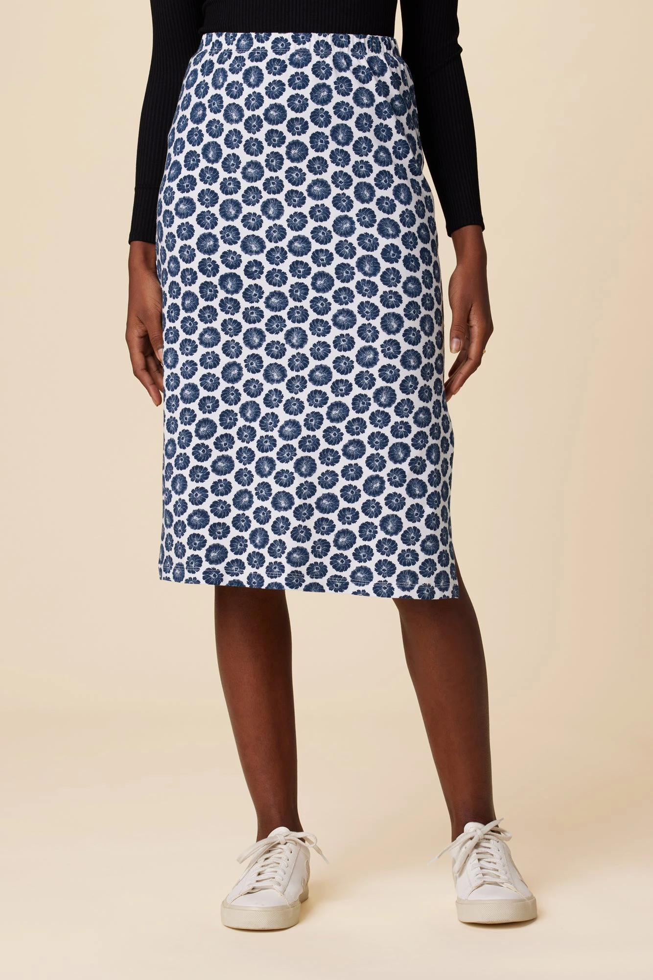 Vindy Reverie Knit Skirt - Calico Navy 1 Vindy Reverie Knit Skirt - Calico Navy