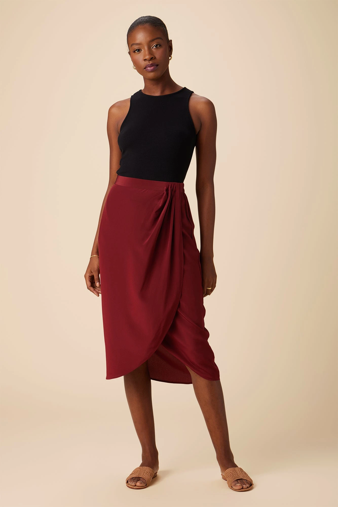 Sosi Washable Silk Wrap Skirt - Sumac 2 Sosi Washable Silk Wrap Skirt - Sumac - Image 2