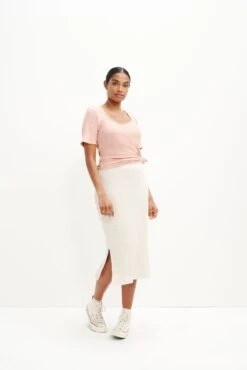 Vindy Linen Rib Skirt -Women Clothing Sales 0343 Vindy Linen Rib Linen 0291 Web