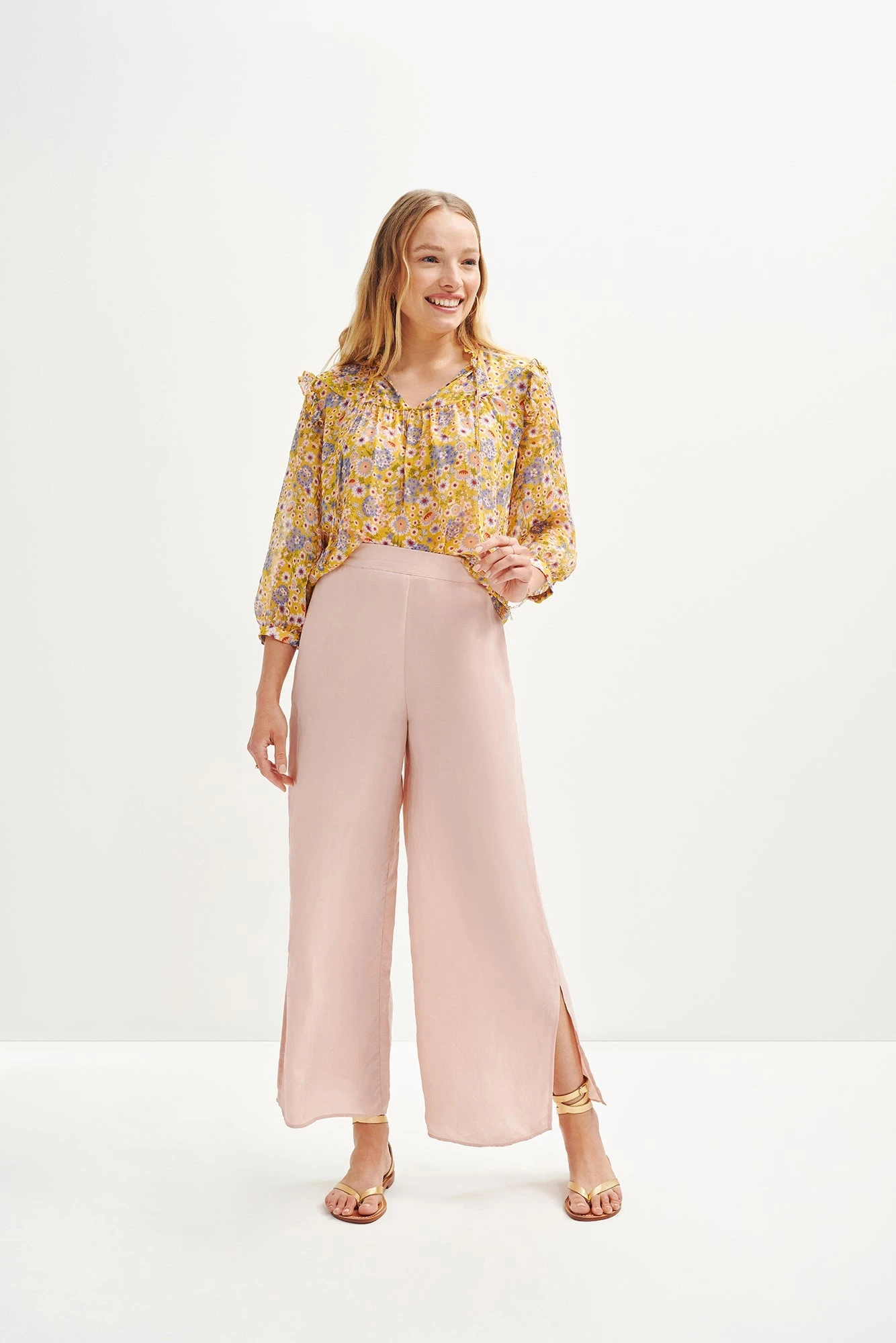 Camila Nouveau Silk Blouse - Midi Floral Sunflower 1 Camila Nouveau Silk Blouse - Midi Floral Sunflower