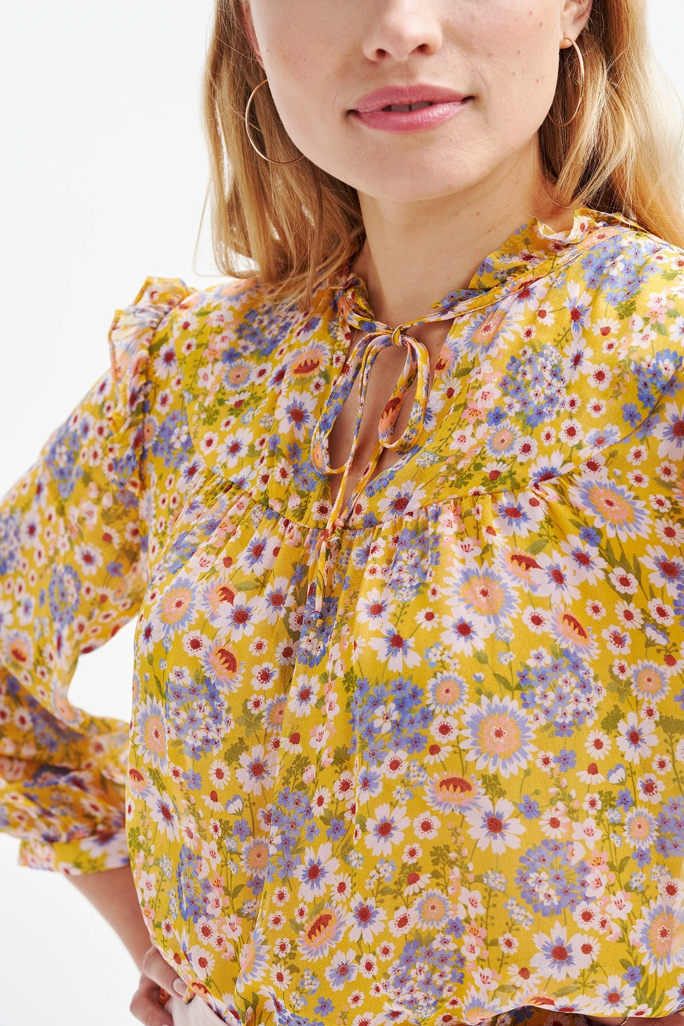 Camila Nouveau Silk Blouse - Midi Floral Sunflower 5 Camila Nouveau Silk Blouse - Midi Floral Sunflower - Image 5