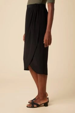 Sosi Washable Silk Wrap Skirt - Black -Women Clothing Sales 03 10173 Sosi Black 2