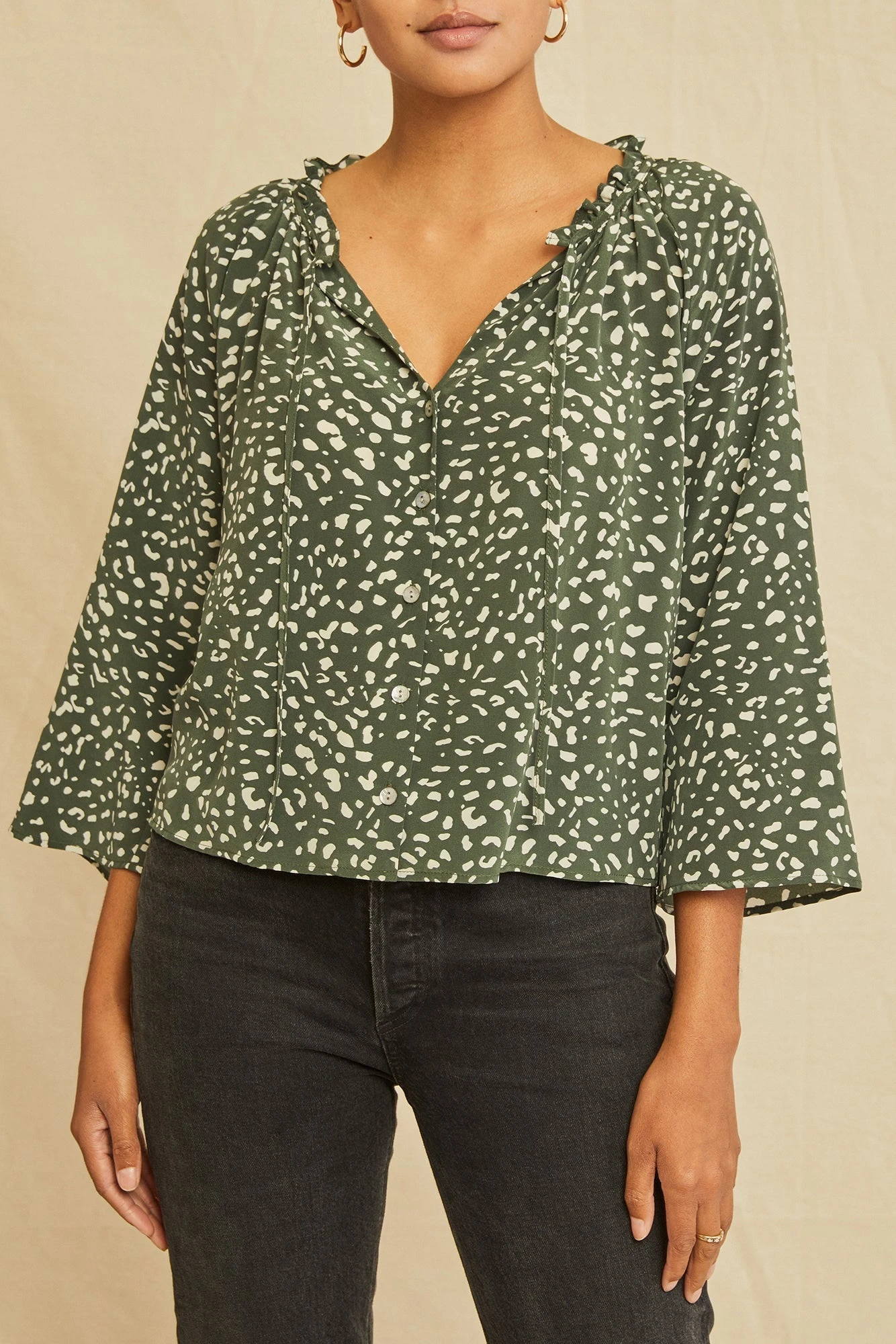 Isla Washable Silk Blouse - Rocher Dot 1 Isla Washable Silk Blouse - Rocher Dot
