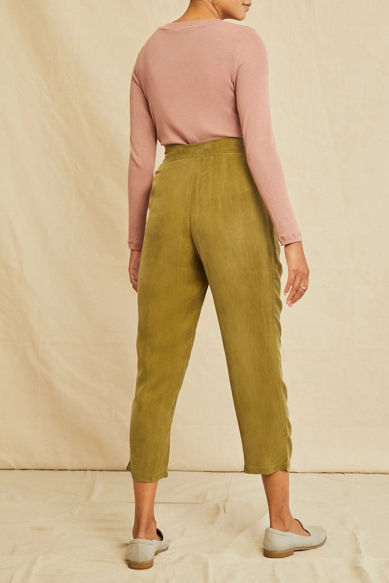 Eve Cottonseed Cupro Pants - Matcha 3 Eve Cottonseed Cupro Pants - Matcha - Image 3