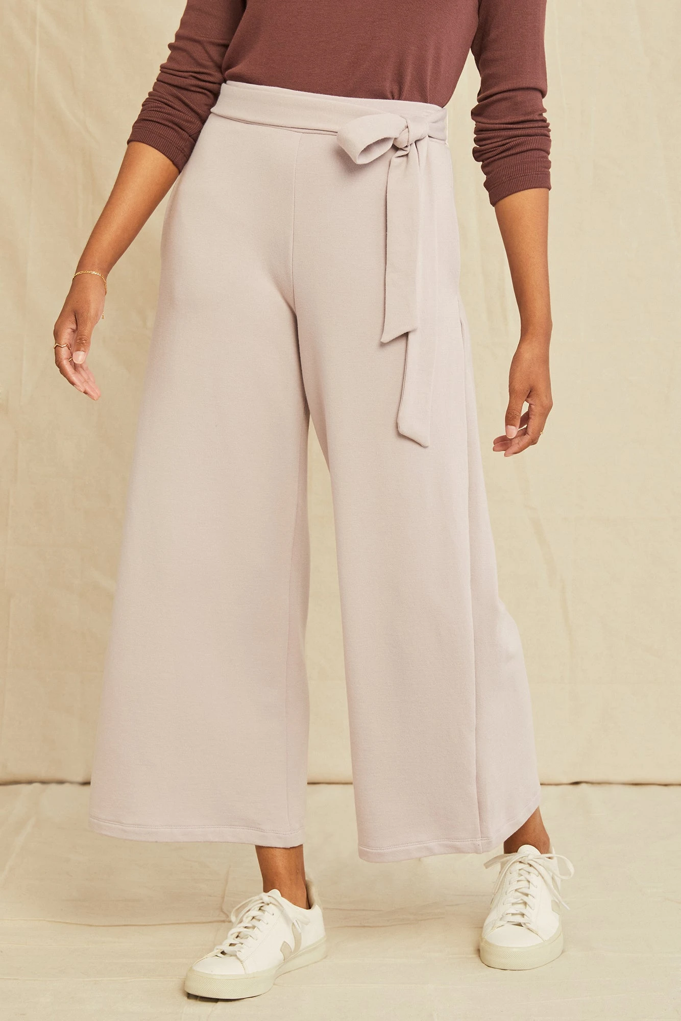 Eugenia Tie Waist Luxe Fleece Pants - Dawn 1 Eugenia Tie Waist Luxe Fleece Pants - Dawn