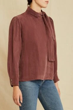 Olivet Cottonseed Cupro Blouse - Mocha -Women Clothing Sales 0710 Olivet Cottonseed Cupro Mocha 1428 web 69dbf1bd 6a37 4abb b8d6 97a77c79ce31