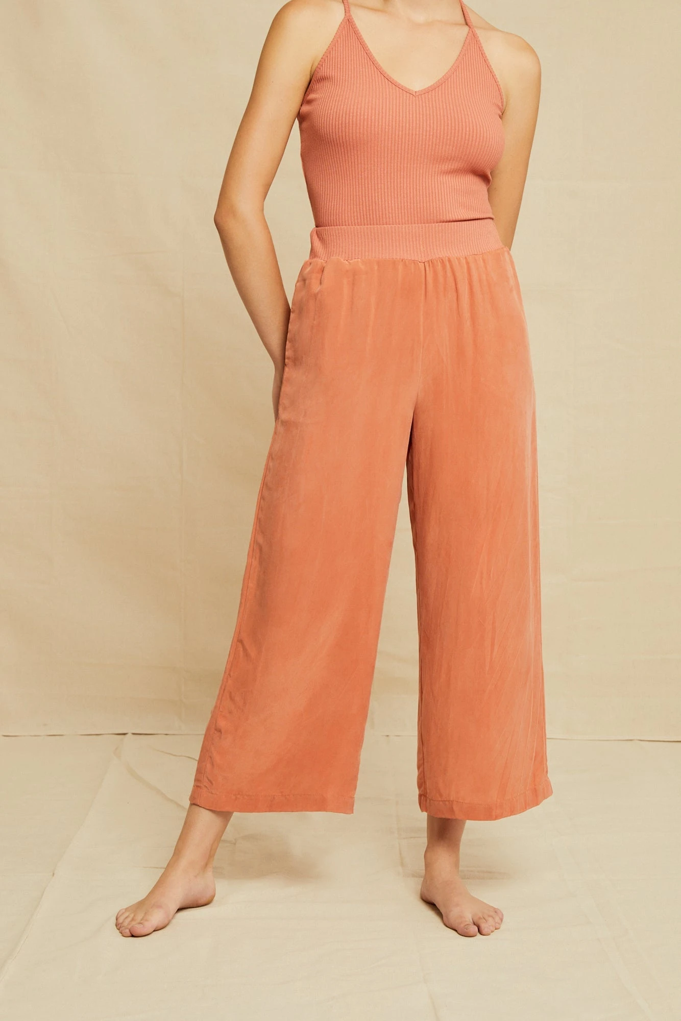 Salice Mixed Cupro Pants - Hibiscus 1 Salice Mixed Cupro Pants - Hibiscus