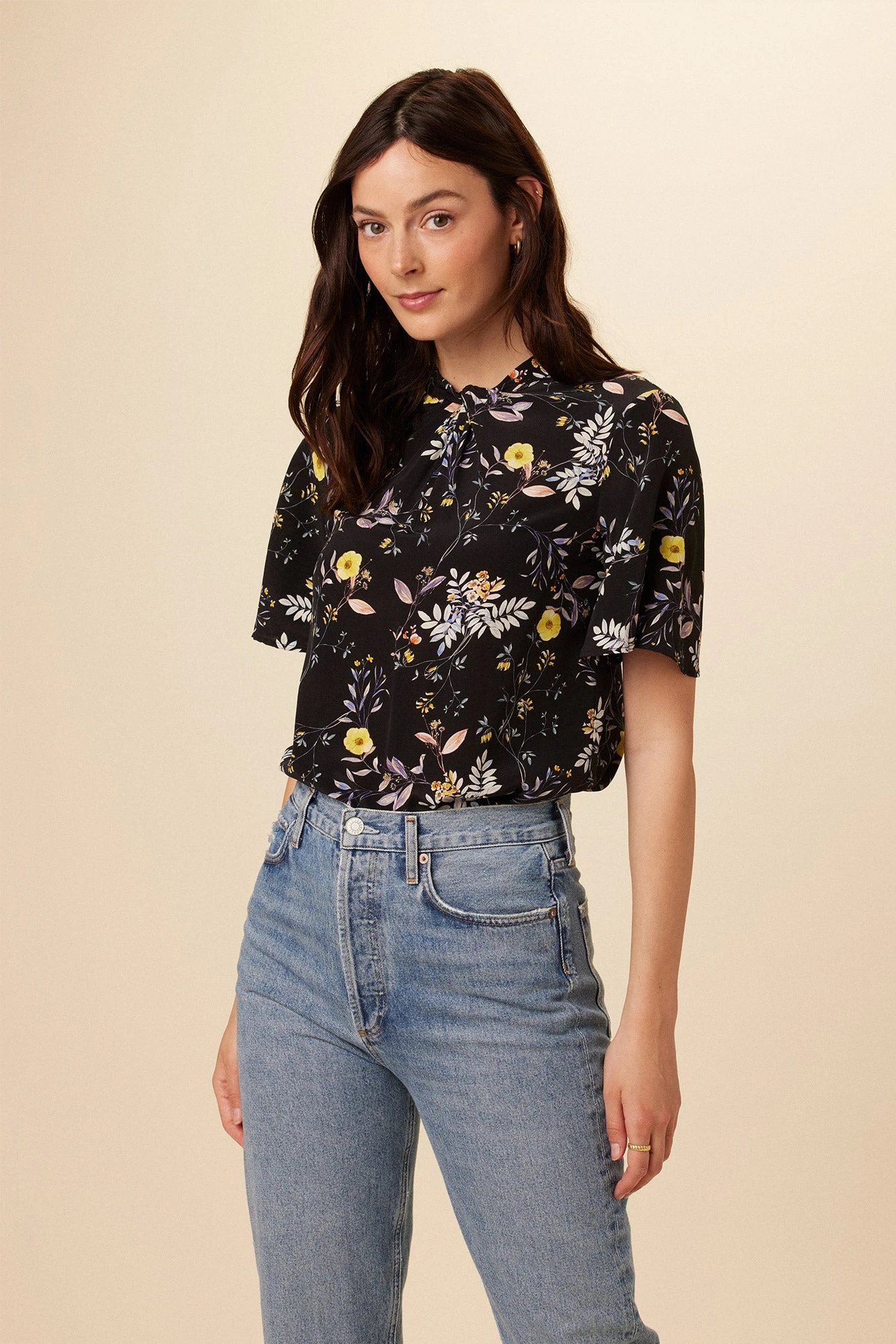 Seville Washable Silk Blouse - French Jardin Black 1 Seville Washable Silk Blouse - French Jardin Black