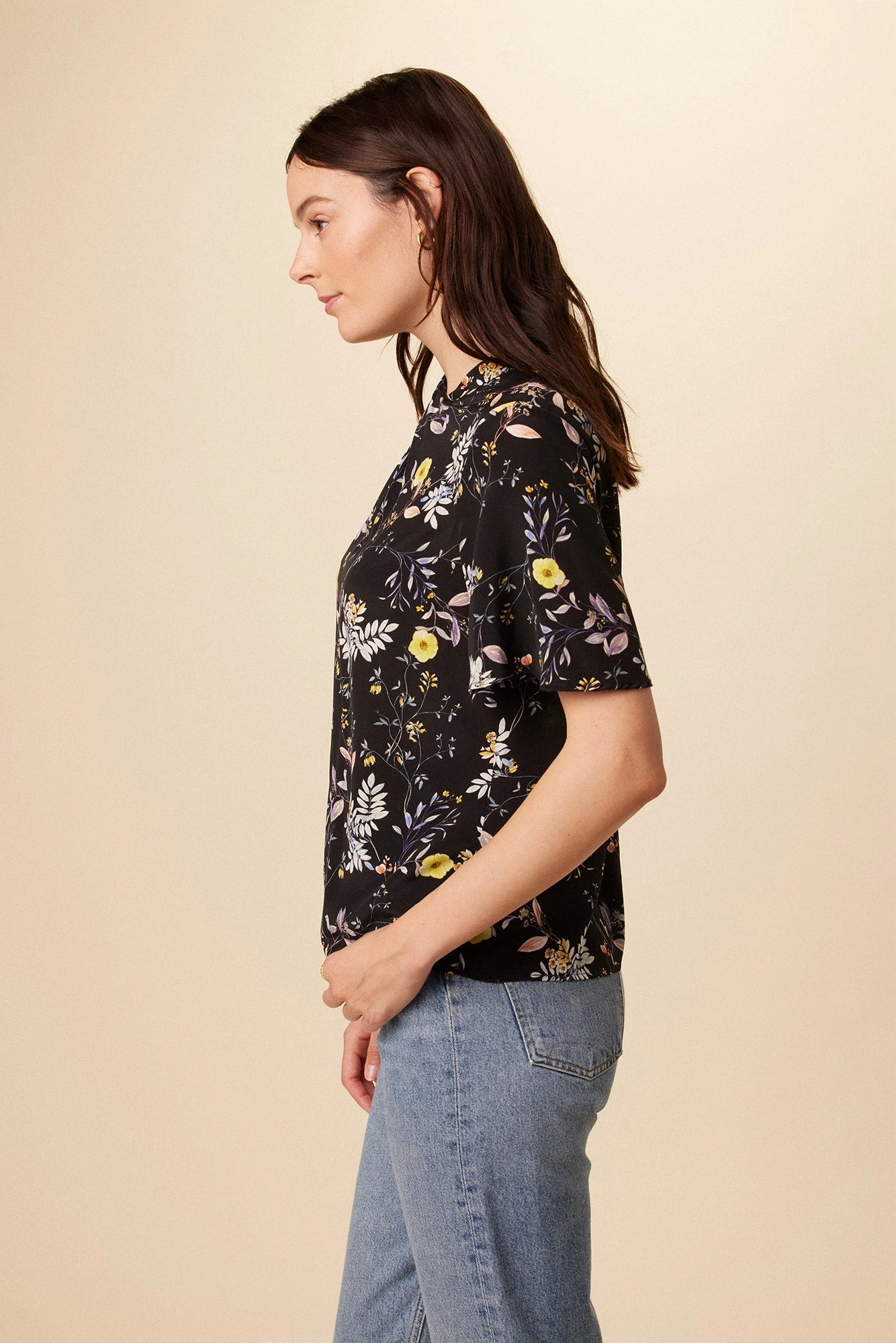 Seville Washable Silk Blouse - French Jardin Black 2 Seville Washable Silk Blouse - French Jardin Black - Image 2