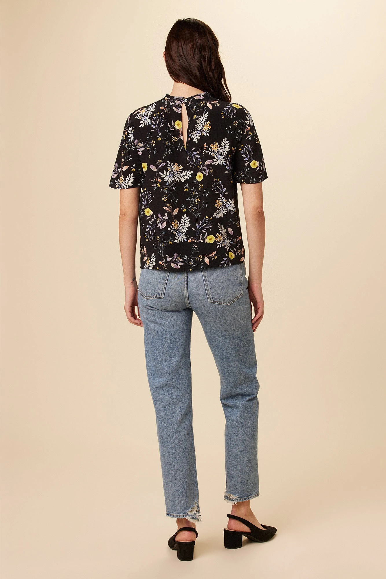 Seville Washable Silk Blouse - French Jardin Black 3 Seville Washable Silk Blouse - French Jardin Black - Image 3