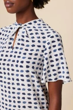 Seville Washable Silk Blouse - Squared Up White -Women Clothing Sales 0806 Seville Squared Up White 4