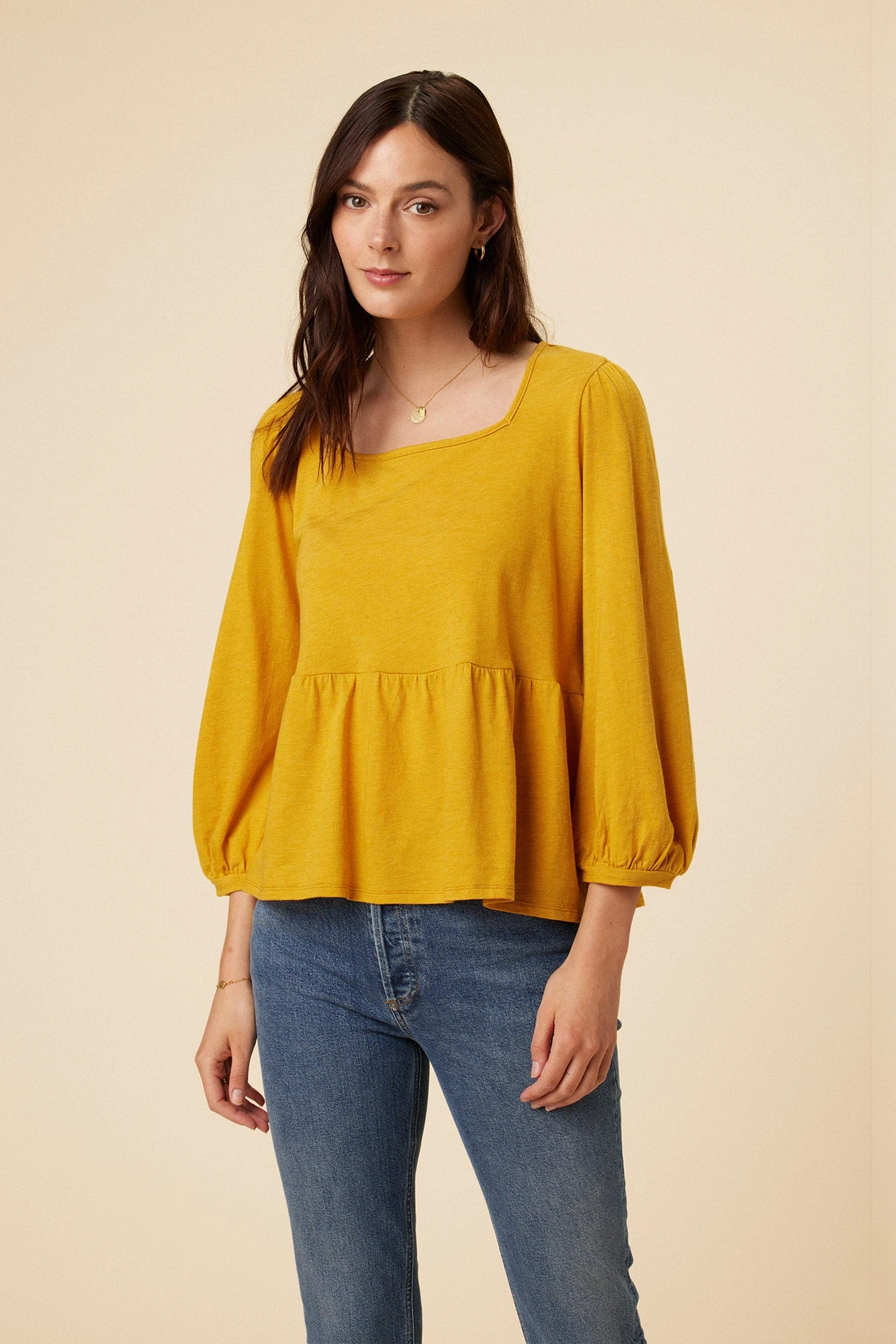 Blake Cotton Slub Blouse - Sunflower 1 Blake Cotton Slub Blouse - Sunflower