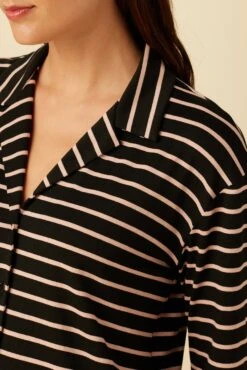 Phillipa Dream Knit Pajama Top - Harbor Black And Soft Pink -Women Clothing Sales 09 0235 Philipa Harbor Black and Soft Pin 4