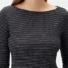 Francoise 3/4 Sleeve Dream Knit Tee - Gigi Black Stripe