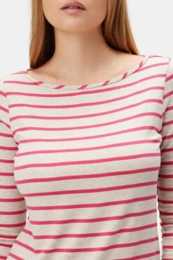 Francoise 3/4 Sleeve Dream Knit Tee - Raspberry Stripe -Women Clothing Sales 1005R1 34 Francoise Raspberry Stripe 4