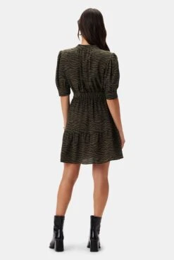 Malta Washable Silk Dress - Zebra Green Black -Women Clothing Sales 10072 Malta Silk Zebra Green Black 3