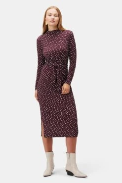 Castile Viscose Knit Dress - Doucet Dot Vineyard