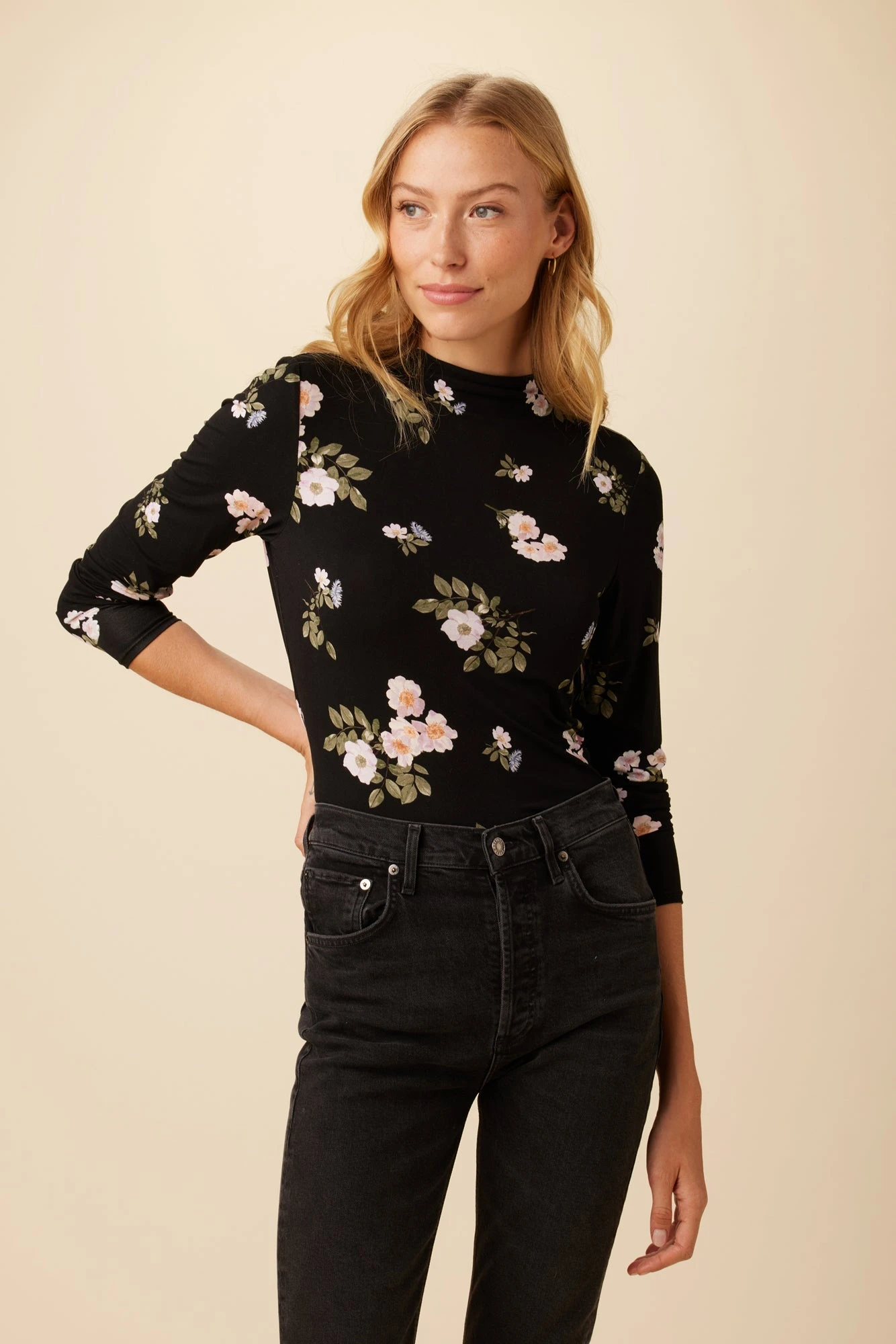 Lux Viscose Knit Turtleneck - Ladera Floral 1 Lux Viscose Knit Turtleneck - Ladera Floral