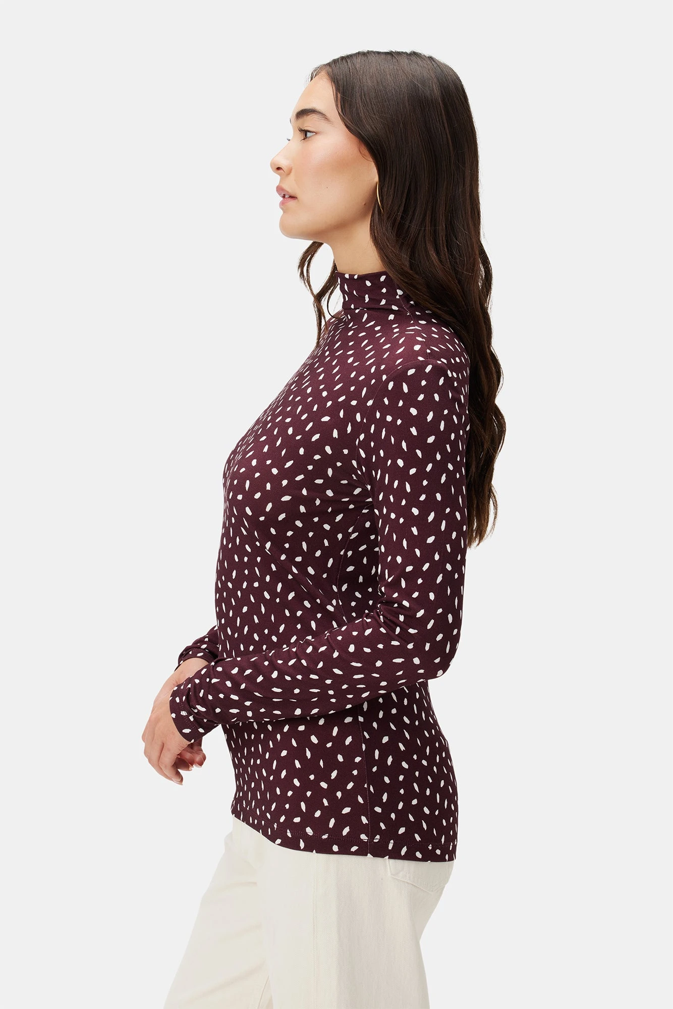 Lux Viscose Knit Turtleneck - Doucet Dot Vineyard 2 Lux Viscose Knit Turtleneck - Doucet Dot Vineyard - Image 2