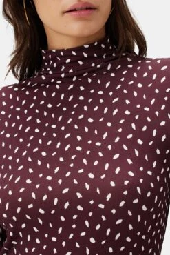 Lux Viscose Knit Turtleneck - Doucet Dot Vineyard 7 Lux Viscose Knit Turtleneck - Doucet Dot Vineyard -Women Clothing Sales 10087 Lux Viscose Doucet Dot Vineyard 4