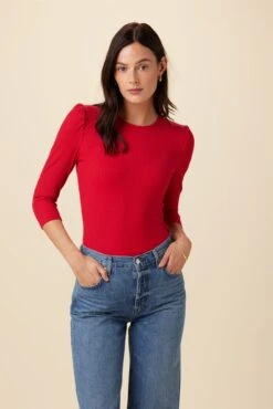 Naomi Paris Rib Top - Zinnia