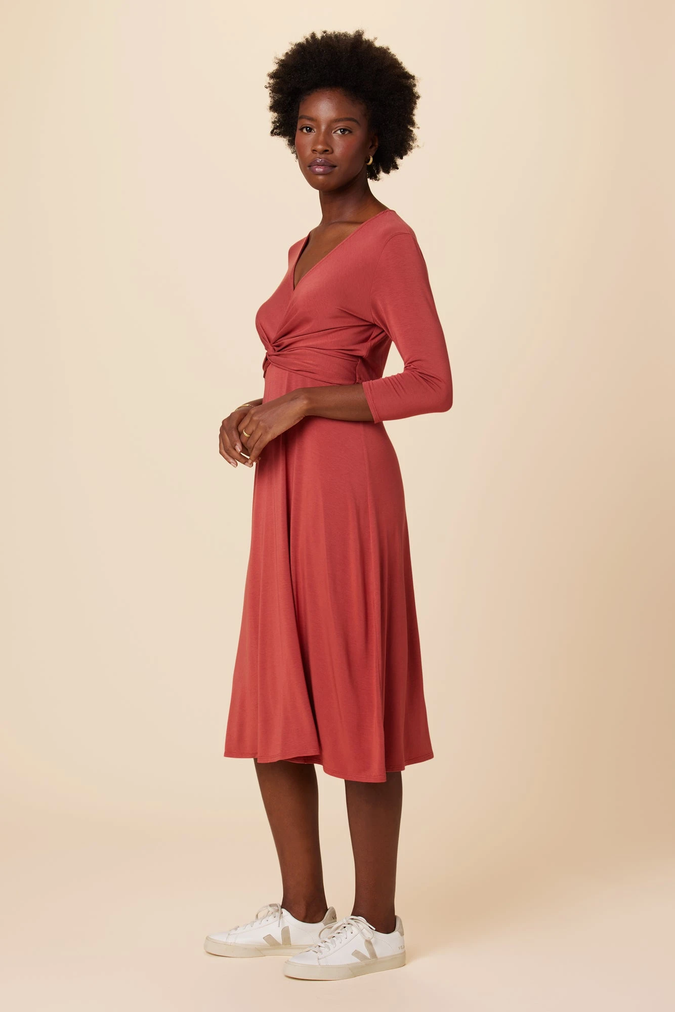 Olive 3/4 Sleeve Dream Knit Dress - Sienna 2 Olive 3/4 Sleeve Dream Knit Dress - Sienna - Image 2