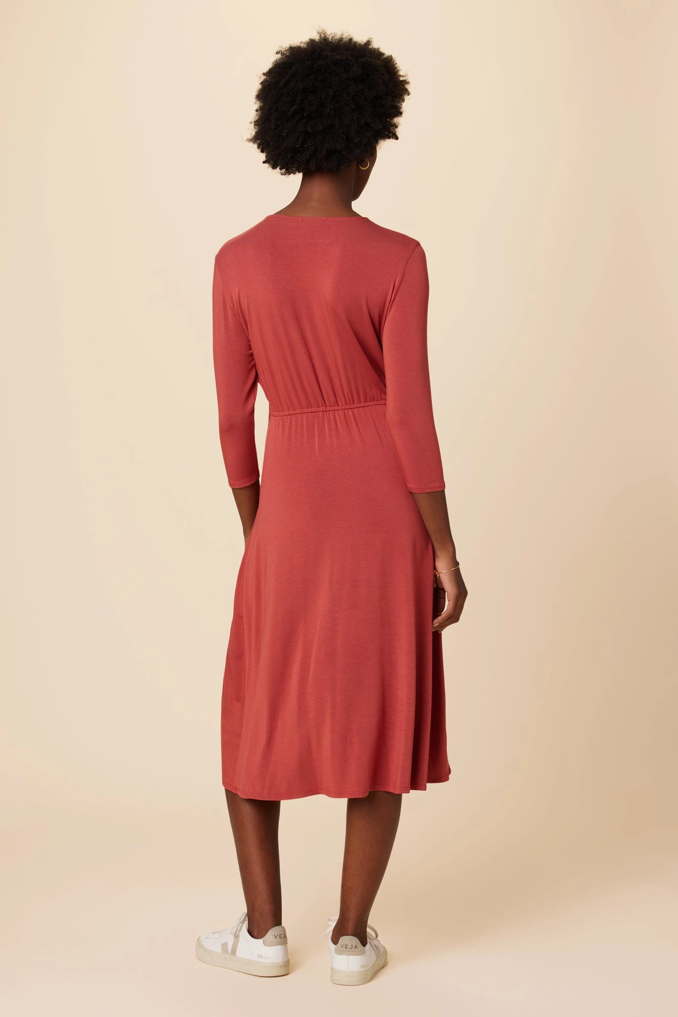 Olive 3/4 Sleeve Dream Knit Dress - Sienna 3 Olive 3/4 Sleeve Dream Knit Dress - Sienna - Image 3