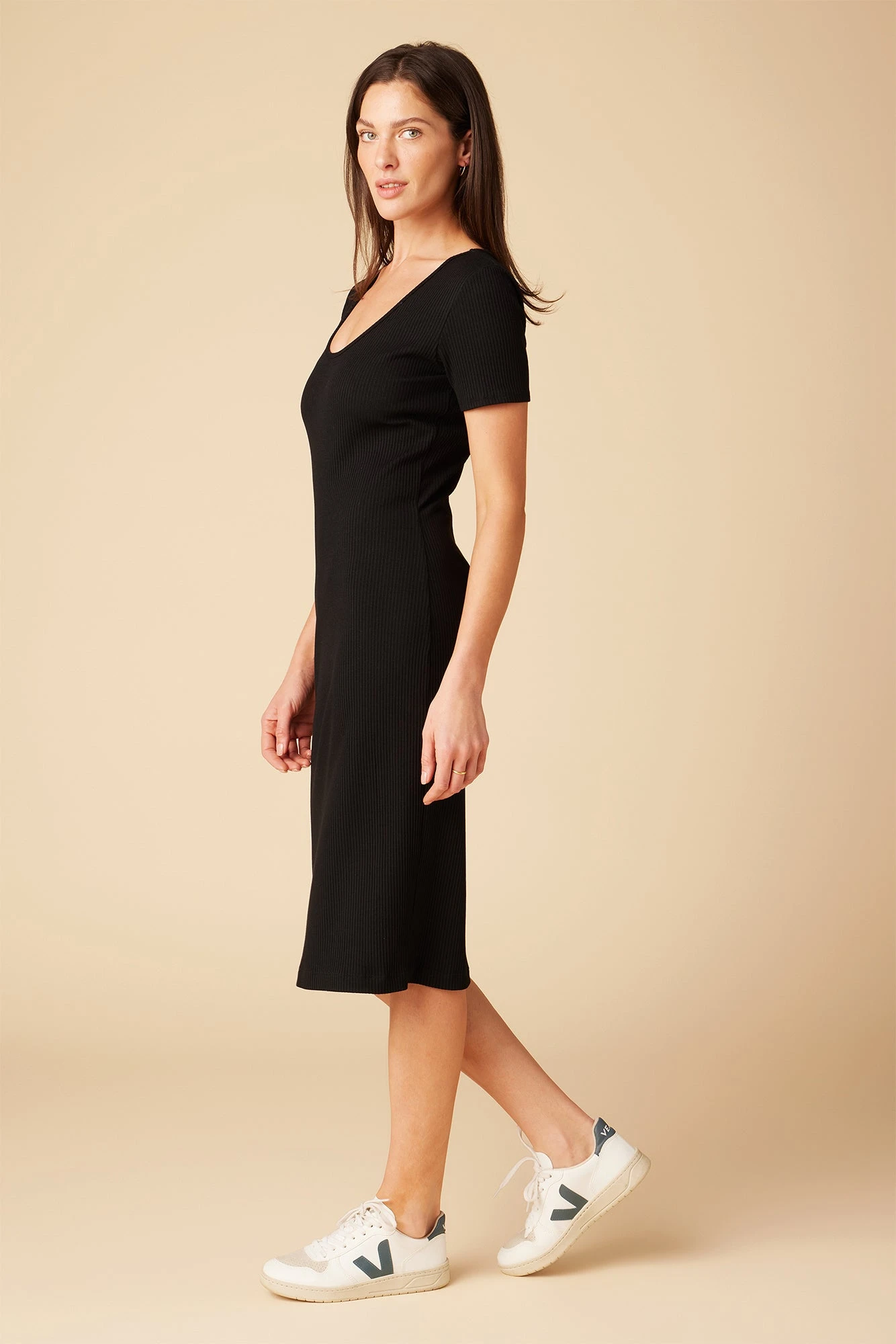 Juniper Paris Rib Dress - Black 2 Juniper Paris Rib Dress - Black - Image 2