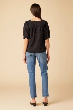 Edith Upcycled Eyelet Blouse - Black -Women Clothing Sales 10146 Edith Eyelete Black 3