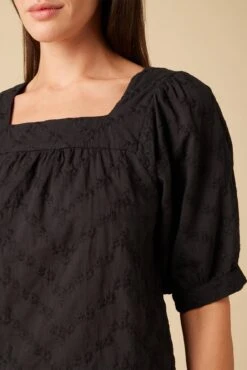 Edith Upcycled Eyelet Blouse - Black -Women Clothing Sales 10146 Edith Eyelete Black 4