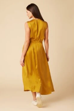 Olive Cupro Midi Dress - Gold -Women Clothing Sales 10151 Olive Cupro Gold 3
