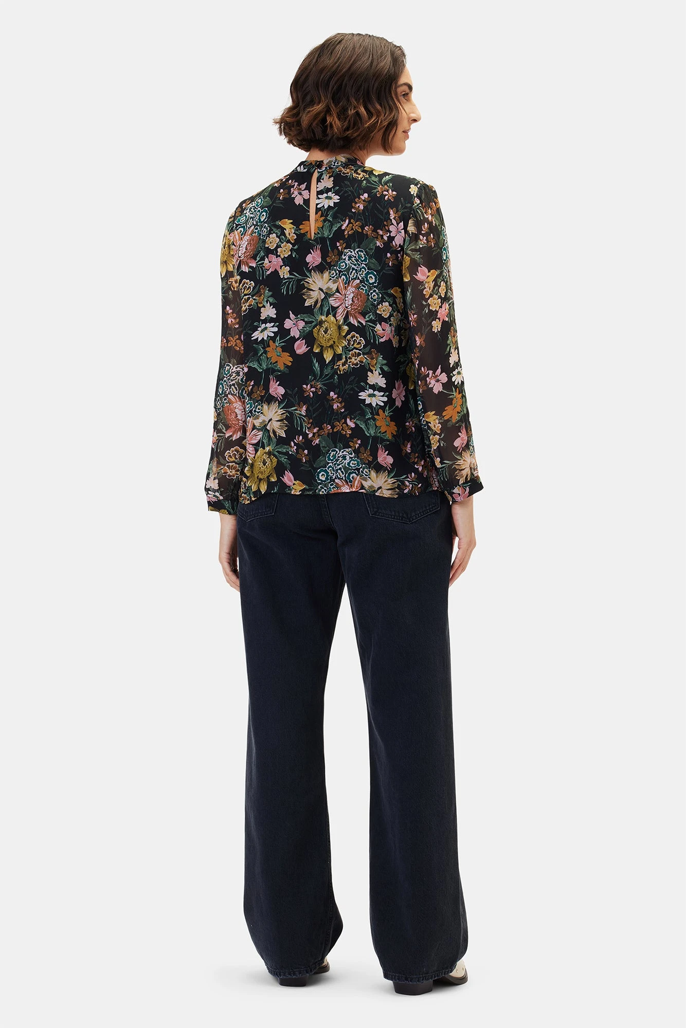 Jeanne Chiffon Blouse - Rosalind Floral Black 3 Jeanne Chiffon Blouse - Rosalind Floral Black - Image 3