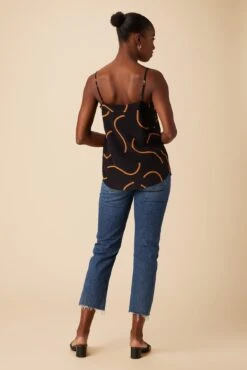 Barlow Washable Silk Cami - Waves Caramel -Women Clothing Sales 10163 Barlow Silk Waves Caramel 3