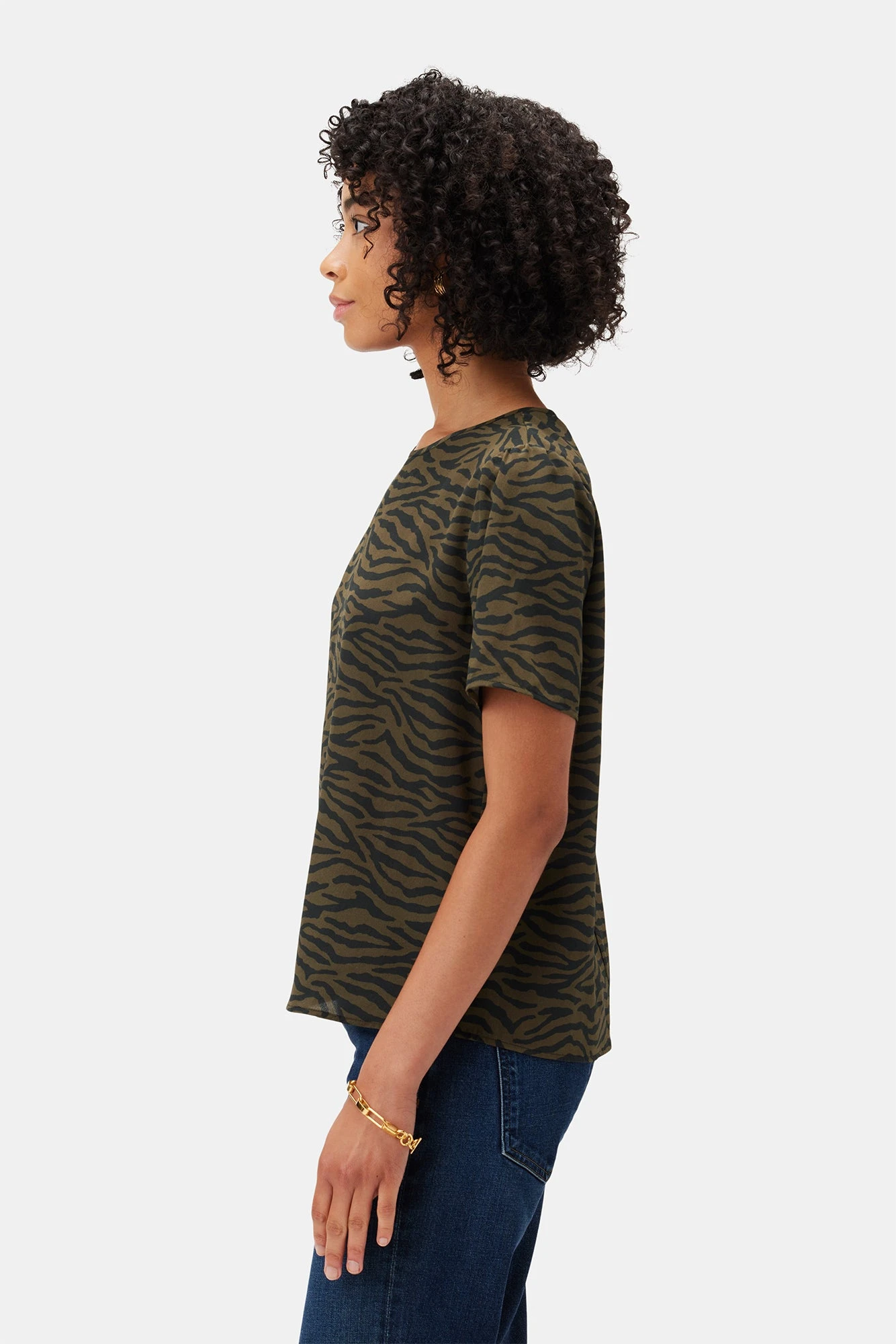 Odilia Washable Silk Blouse - Zebra Green Black 2 Odilia Washable Silk Blouse - Zebra Green Black - Image 2