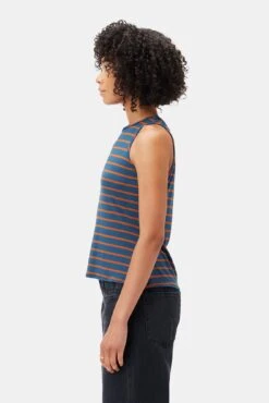 Jillian Dream Knit Tank - Azure Umber Stripe -Women Clothing Sales 10177 Jillian Stripe Harbor Stripe Azure Umber 2