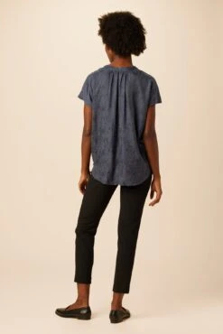 Renata Cupro Viscose Jacquard Blouse - Midnight Blue -Women Clothing Sales 10178 Renata Cupro Midnight Blue 3