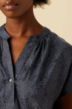 Renata Cupro Viscose Jacquard Blouse - Midnight Blue -Women Clothing Sales 10178 Renata Cupro Midnight Blue 4