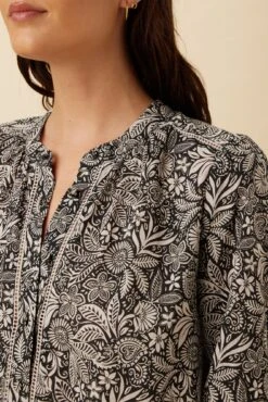 Charlotte Organic Cotton Blouse - Nina Black -Women Clothing Sales 10179 Charlotte Cotton Nina Black 4