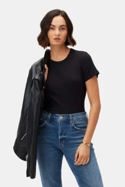 Eleanor Baby Rib Tee - Black