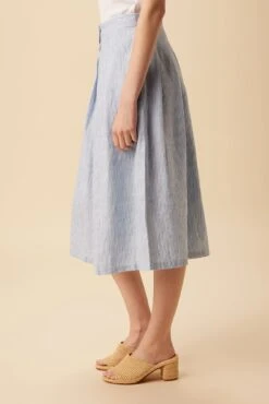 Mariah Linen Skirt - Blue Natural Stripe 7 Mariah Linen Skirt - Blue Natural Stripe -Women Clothing Sales 10205 Mariah Linen Blue Natural Stripe 2
