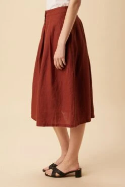 Mariah Linen Skirt - Rust -Women Clothing Sales 10205 Mariah Linen Rust 2
